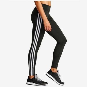 Adidas Climalite Women's Leggings S Black Three Stripes High Rise Full